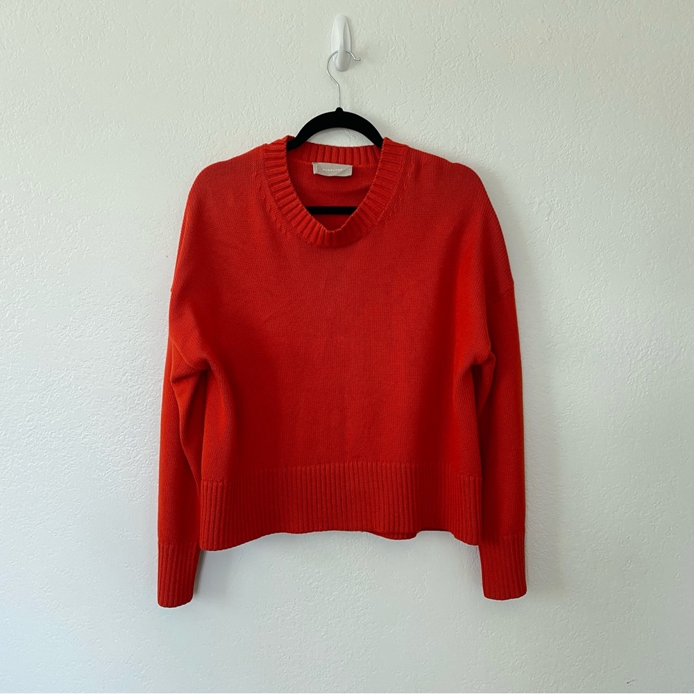 Classic Crewneck Women’s Sweater: Red-Orange